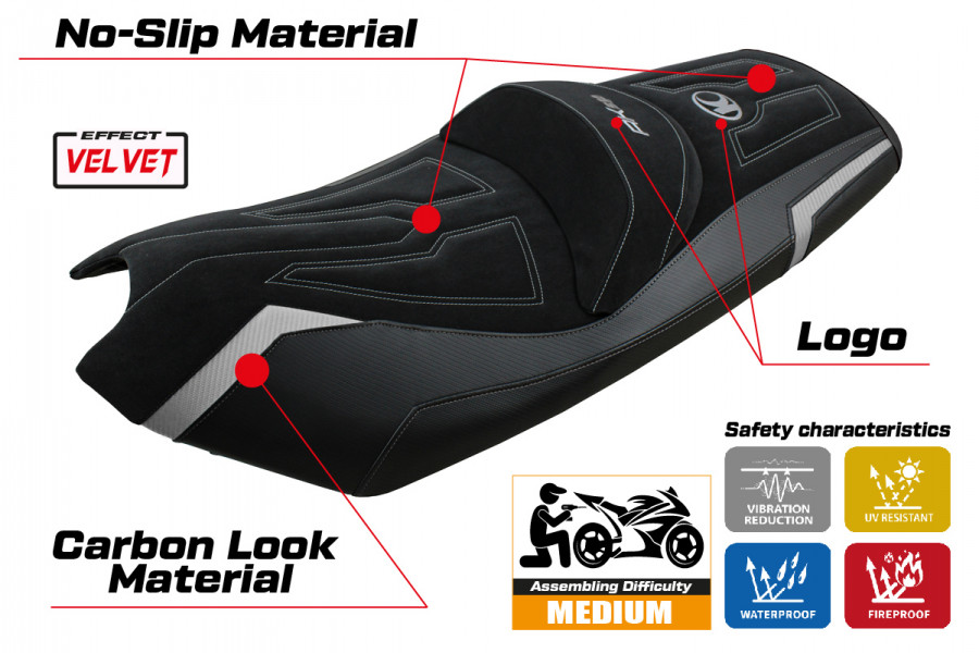 Funda de asiento compatible con Kymco AK 550 (17-22) modelo Rajka