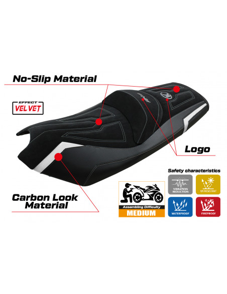 Funda de asiento compatible con Kymco AK 550 (17-22) modelo Rajka