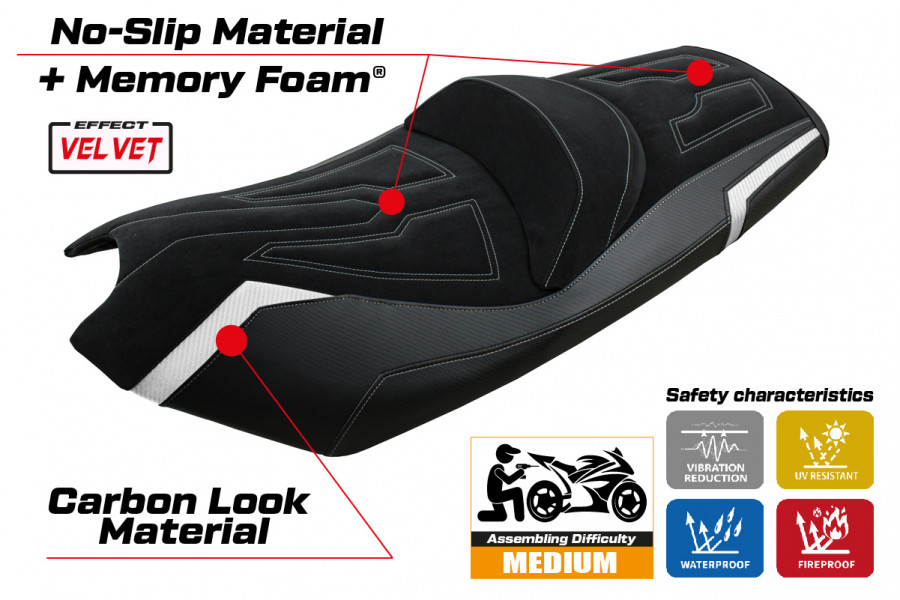 Housse de selle compatible Kymco AK 550 (17-22) modèle Rajka Comfort System