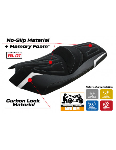 Housse de selle compatible Kymco AK 550 (17-22) modèle Rajka Comfort System
