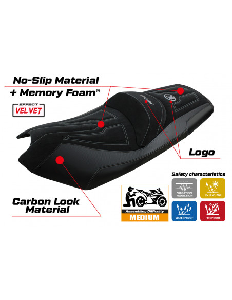 Funda de asiento compatible con Kymco AK 550 (17-22) modelo Rajka Comfort System