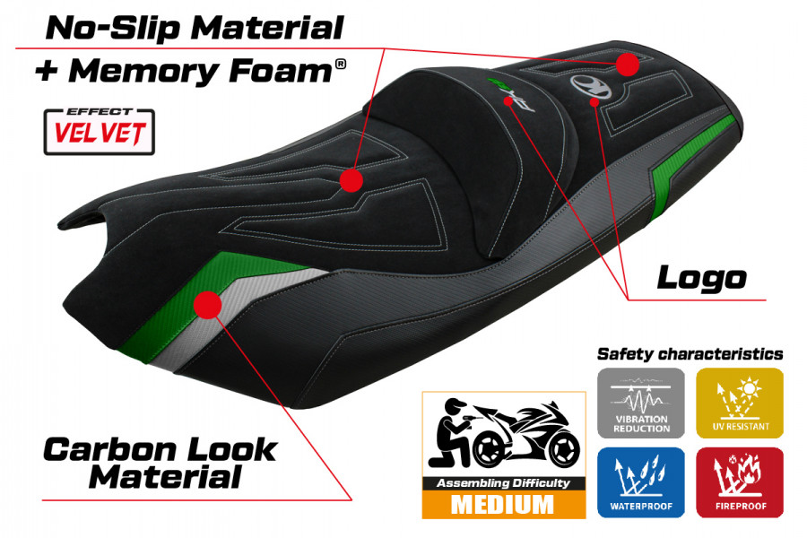 Funda de asiento compatible con Kymco AK 550 (17-22) modelo Rajka Comfort System