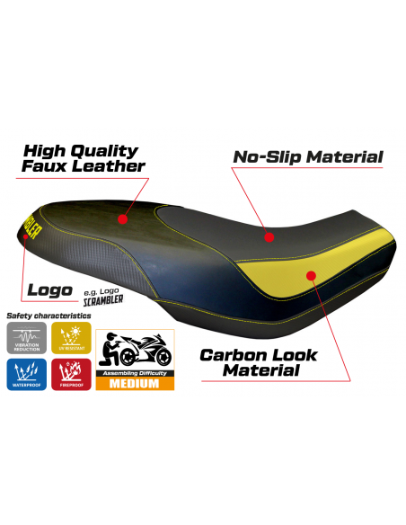 Funda de asiento compatible con Ducati Scrambler 400/800/1100 (15-22) modelo Capri