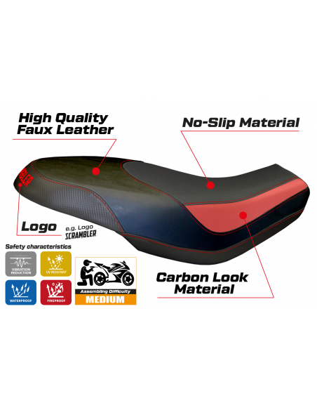 Housse de selle compatible Ducati Scrambler 400/800/1100 (15-22) modèle Capri