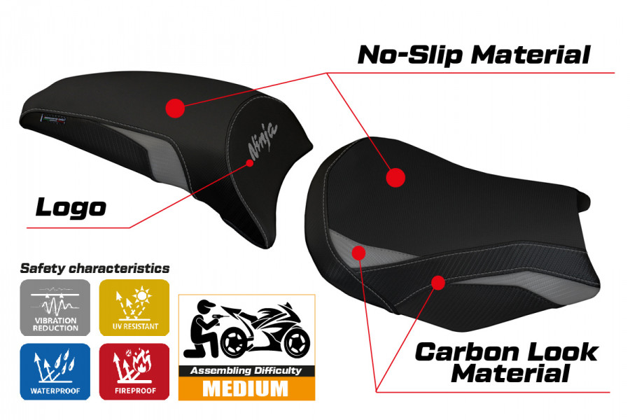 Housse de selle compatible le modèle Kawasaki Ninja 650 (17-22) Sihu