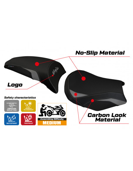Housse de selle compatible le modèle Kawasaki Ninja 650 (17-22) Sihu