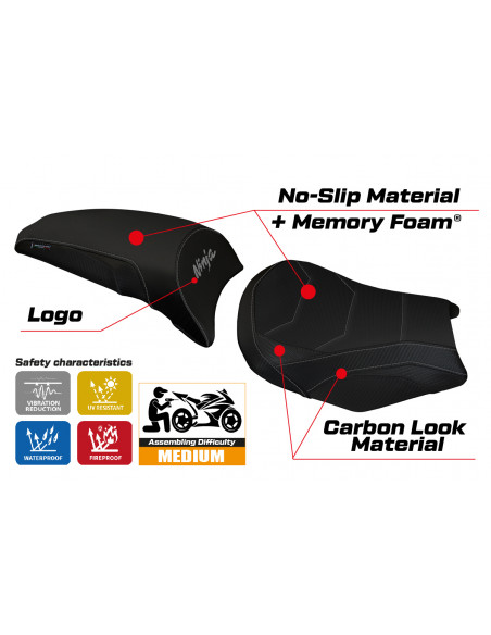 Seat cover compatible Kawasaki Ninja 650 (17-22) Sihu comfort system model