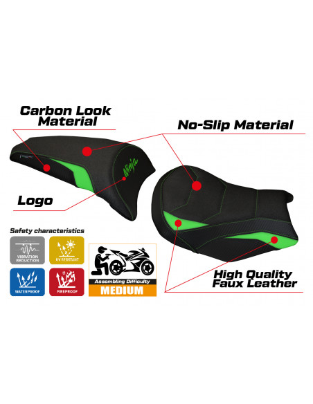Sitzbezug kompatibel Kawasaki Ninja 650 (17-22) Modell Sihu Ultragrip