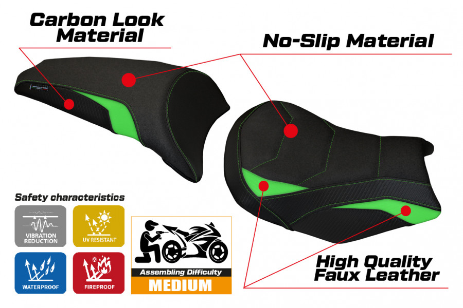 Sitzbezug kompatibel Kawasaki Ninja 650 (17-22) Modell Sihu Ultragrip