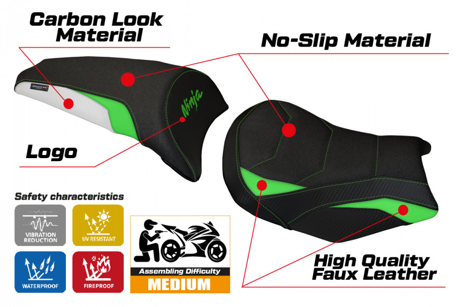 Seat cover compatible Kawasaki Ninja 650 (17-22) Sihu ultragrip model