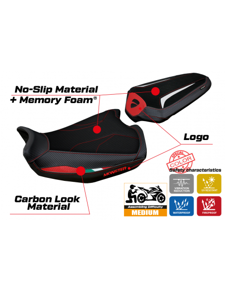 Housse de selle compatible Ducati Monster 937 (21-22) modèle Linosa comfort system