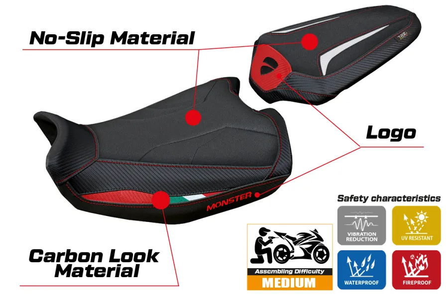 Funda de asiento compatible con Ducati Monster 937 (21-22) modelo Linosa Ultragrip