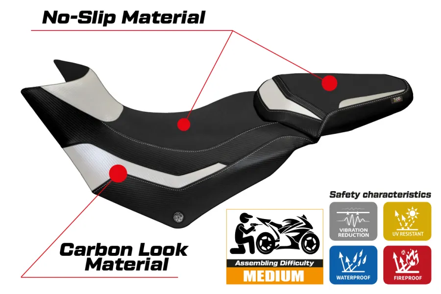 Funda de asiento compatible con Ducati Multistrada 950 (17-21) modelo Praga 1