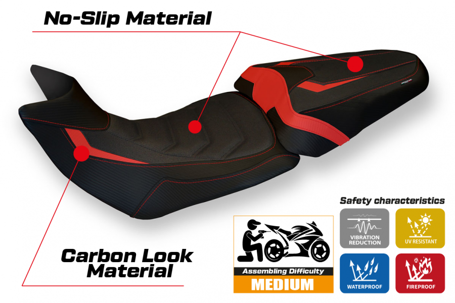 Sitzbezug kompatibel Ducati Multistrada 1200/1260 (15-20) Modell Bobbio 2 ultragrip