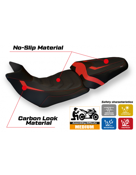 Funda de asiento compatible con Ducati Multistrada 1200/1260 (15-20) modelo Bobbio 2 ultragrip