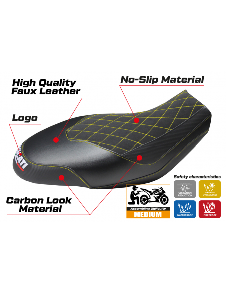 Funda de asiento compatible con Ducati Scrambler 400/800/1100 (15-22) modelo Ischia Velvet