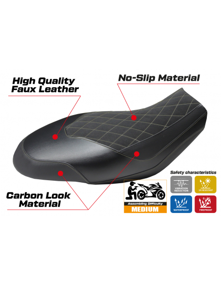 Housse de selle compatible Ducati Scrambler 400/800/1100 (15-22) modèle Ischia Velvet