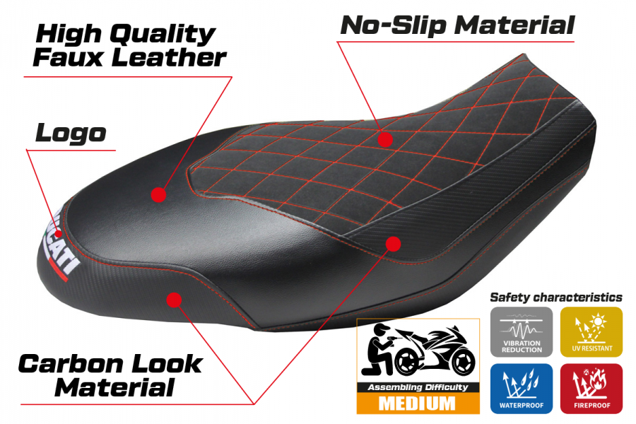 Housse de selle compatible Ducati Scrambler 400/800/1100 (15-22) modèle Ischia Velvet