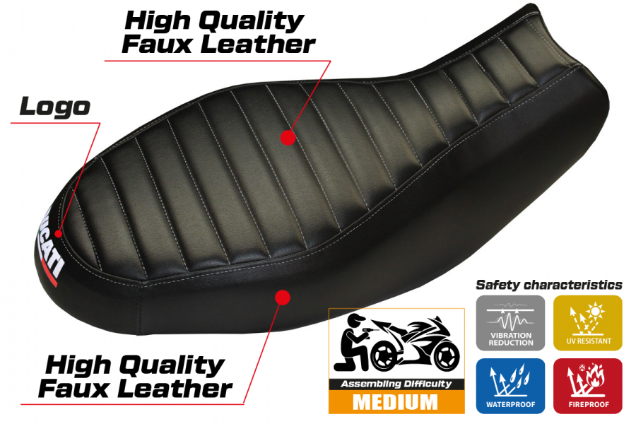 Housse de selle compatible Ducati Scrambler 400/800/1100 (15-22) modèle Procida
