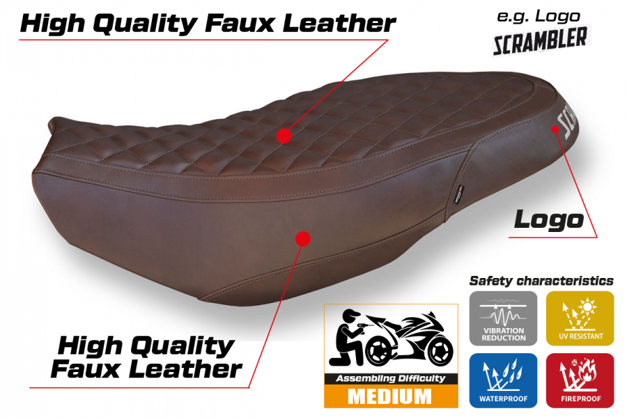 Rivestimento sella compatibile Ducati Scrambler 400 / 800 / 1100 (15-22) modello Vintage