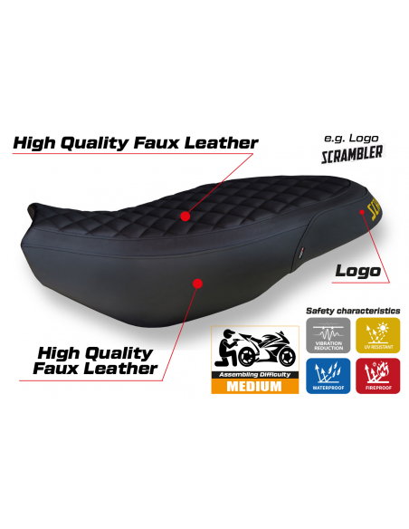 Housse de selle compatible Ducati Scrambler 400/800/1100 (15-22) modèle Vintage