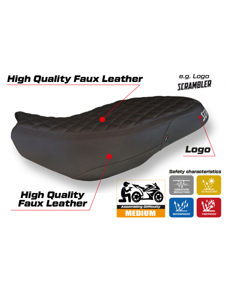 Funda de asiento compatible con Ducati Scrambler 400/800/1100 (15-22) modelo Vintage