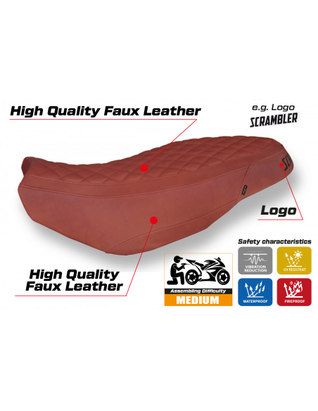 Housse de selle compatible Ducati Scrambler 400/800/1100 (15-22) modèle Vintage