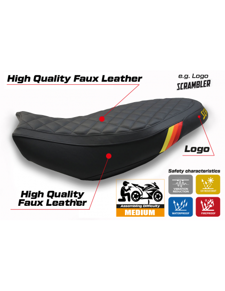 Housse de selle compatible Ducati Scrambler 400/800/1100 (15-22) modèle Vintage