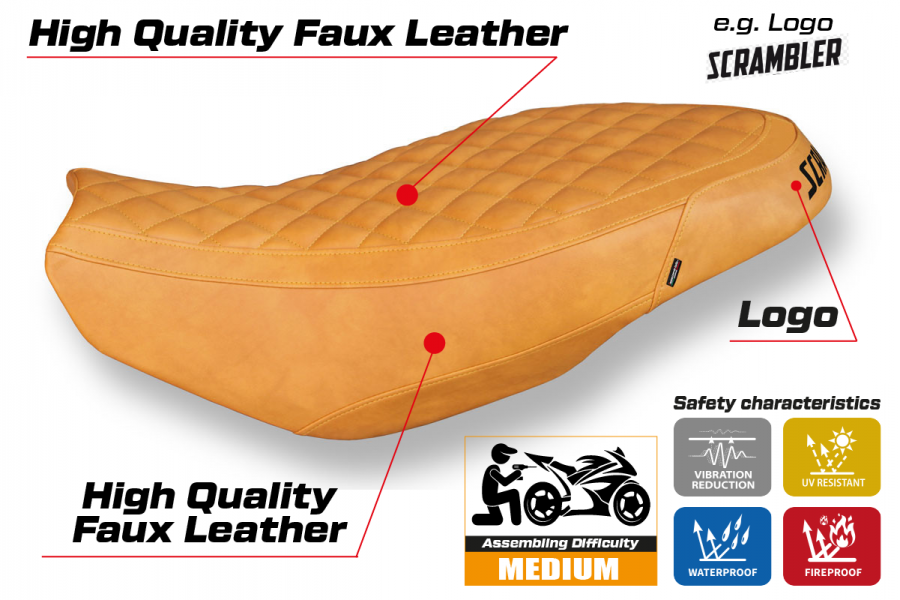Rivestimento sella compatibile Ducati Scrambler 400 / 800 / 1100 (15-22) modello Vintage
