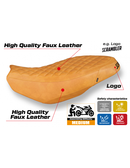 Housse de selle compatible Ducati Scrambler 400/800/1100 (15-22) modèle Vintage