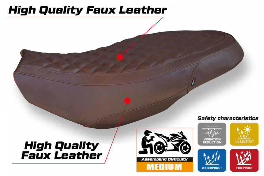 Housse de selle compatible Ducati Scrambler 400/800/1100 (15-22) modèle Vintage