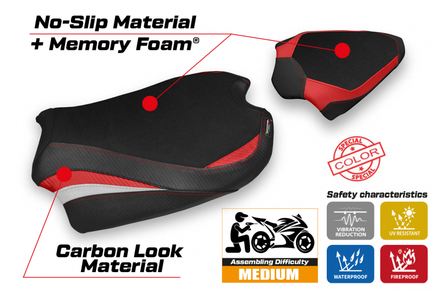 Rivestimento sella compatibile Ducati Streetfighter V4 (20-22) modello Albena comfort system