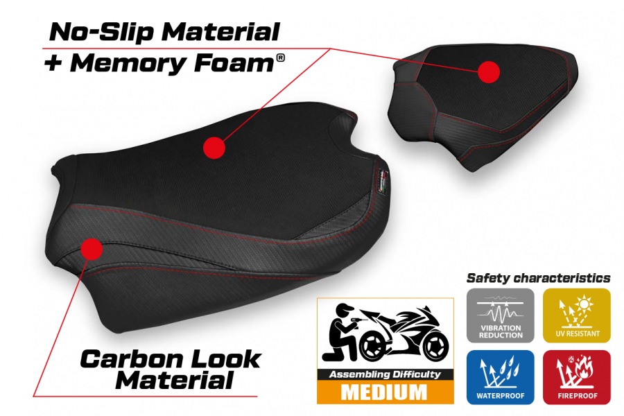 Rivestimento sella compatibile Ducati Streetfighter V4 (20-22) modello Albena comfort system