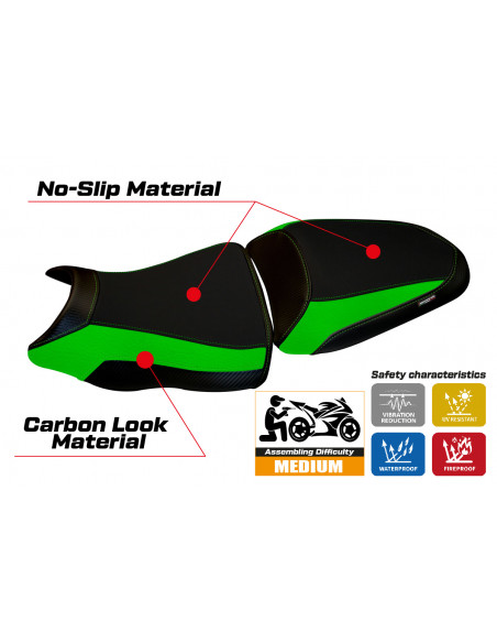Housse de selle compatible Kawasaki ER-6N / ER-6F (12-16) modèle Leeds 1