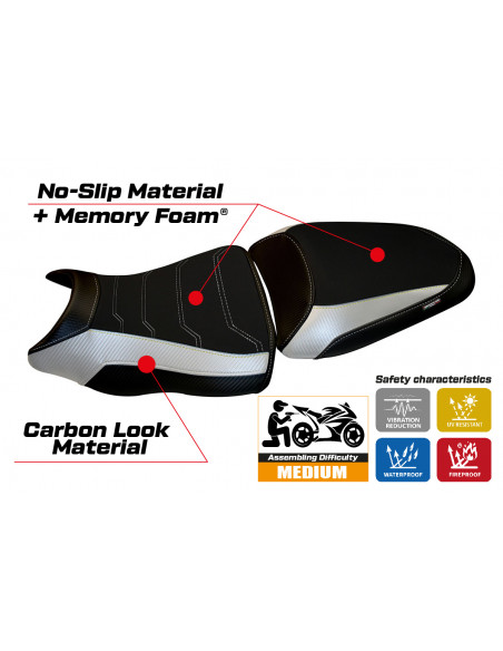 Housse de selle compatible Kawasaki ER-6N / ER-6F (12-16) modèle Dayton 1 comfort system