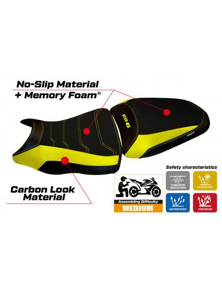 Housse de selle compatible Kawasaki ER-6N / ER-6F (12-16) modèle Dayton 1 comfort system