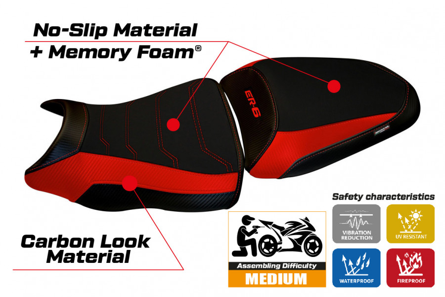 Rivestimento sella compatibile Kawasaki ER-6N / ER-6F (12-16) modello Dayton 1 comfort system