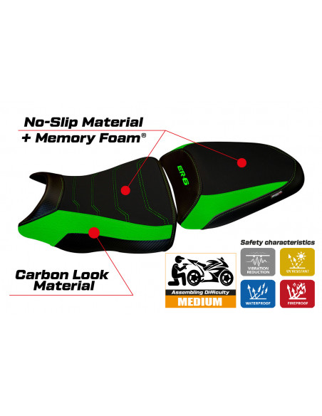 Housse de selle compatible Kawasaki ER-6N / ER-6F (12-16) modèle Dayton 1 comfort system