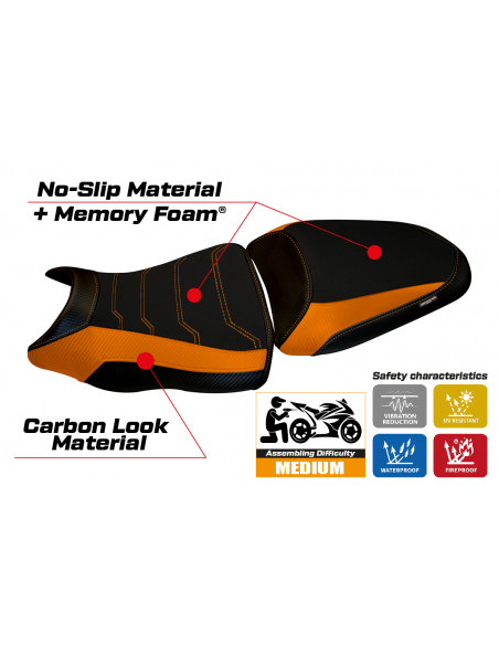 Housse de selle compatible Kawasaki ER-6N / ER-6F (12-16) modèle Dayton 1 comfort system