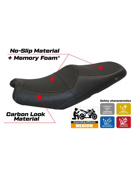 Funda de asiento compatible con Kawasaki GTR 1400 (07-16) modelo Luena comfort system