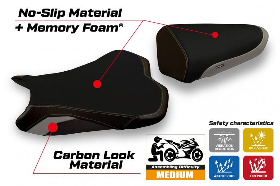 Rivestimento sella compatibile Kawasaki Ninja ZX 6 R (09-12) modello Giacarta 2 comfort system