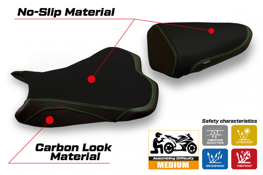 Housse de selle compatible Kawasaki Ninja ZX 6 R (09-12) modèle Medan 1