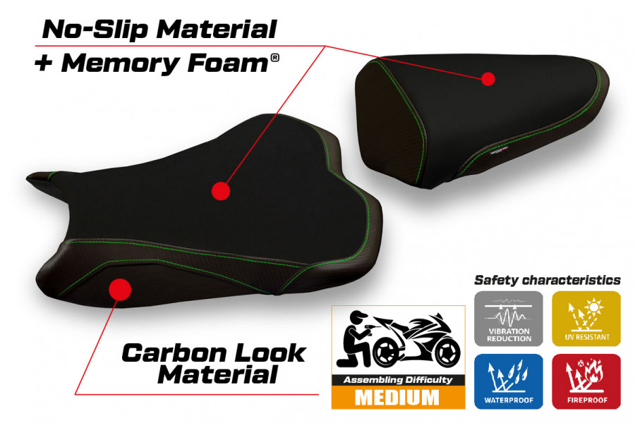 Housse de selle compatible Kawasaki Ninja ZX 10 R (08-10) modèle Agra 2 comfort system