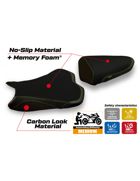 Housse de selle compatible Kawasaki Ninja ZX 10 R (08-10) modèle Agra 2 comfort system