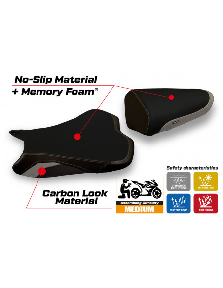 Funda de asiento compatible Kawasaki Ninja ZX 10 R (08-10) modelo Agra 2 comfort system