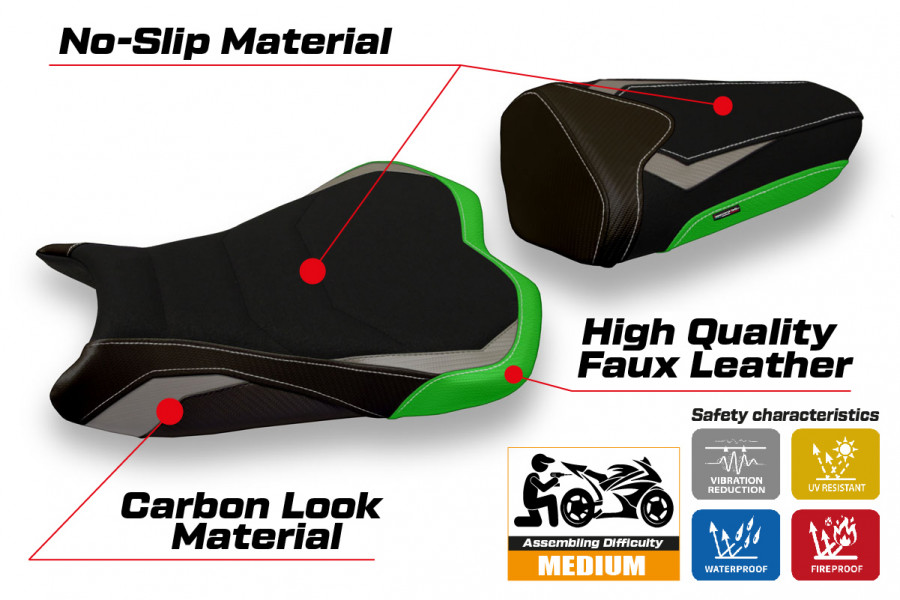 Seat cover compatible Kawasaki Ninja ZX 10 R (08-10) Quito special color ultragrip model
