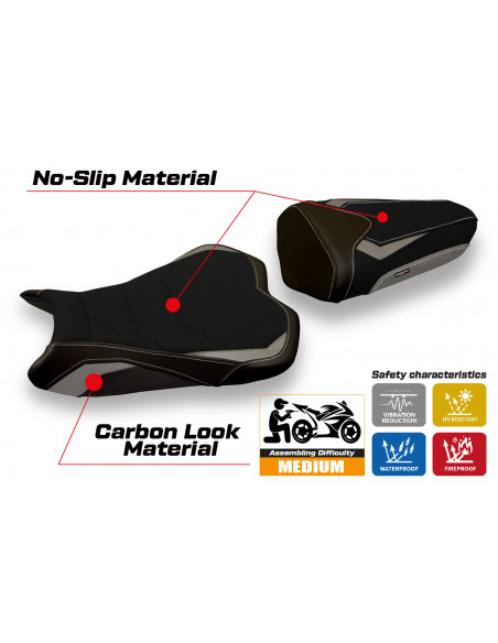 Funda de asiento compatible con Kawasaki Ninja ZX 10 R (08-10) modelo Quito 2 ultragrip