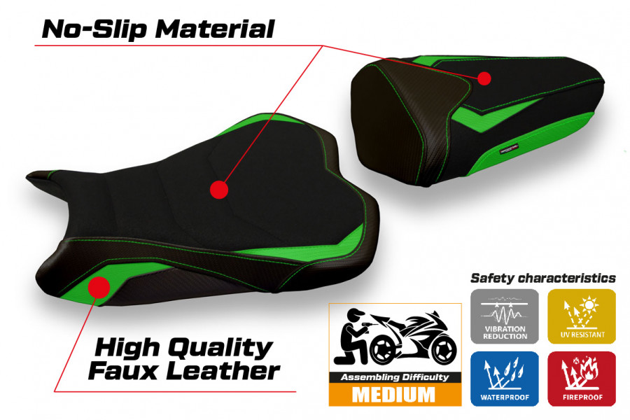Sitzbezug kompatibel Kawasaki Ninja ZX 10 R (08-10) Modell Quito 2 Ultragrip