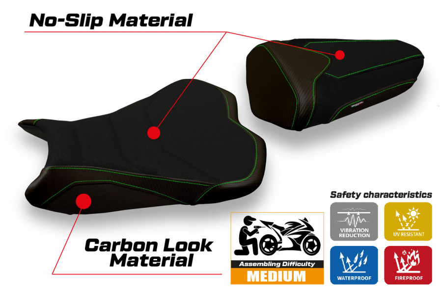 Sitzbezug kompatibel Kawasaki Ninja ZX 10 R (08-10) Modell Quito 2 Ultragrip