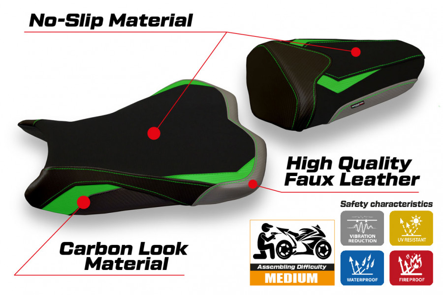 Housse de selle compatible Kawasaki Ninja ZX 10 R (08-10) modèle Riga special color